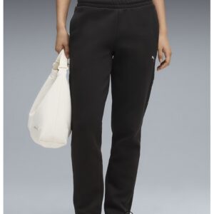 Pantaloni de trening cu buzunare laterale si talie medie - Negru