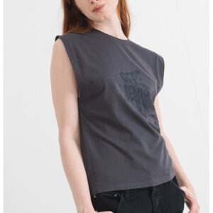 Tricou cu logo din strasuri Beria - Gri inchis