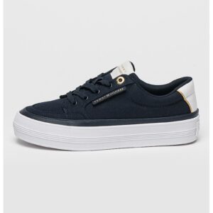 Pantofi sport low-cut cu talpa flatform - Auriu/Bleumarin
