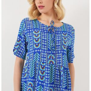 Tricou dama BDART - guler rotund - cu imprimeu - albastru - textil