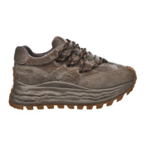 Pantofi sport wedge de piele intoarsa cu garnituri de blana sintetica - Maro taupe