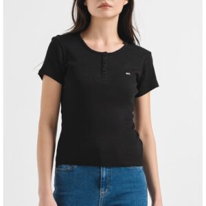 Tricou din bumbac cu logo brodat discret