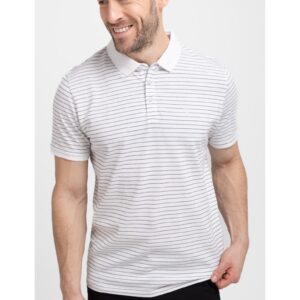 Tricou polo  O-Will pentru barbati - cu dungi - alb