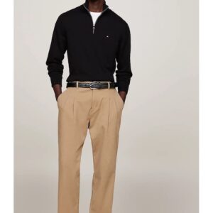 Pulover pentru barbati -  bumbac Pima si casmir - negru - tricotat - guler inalt