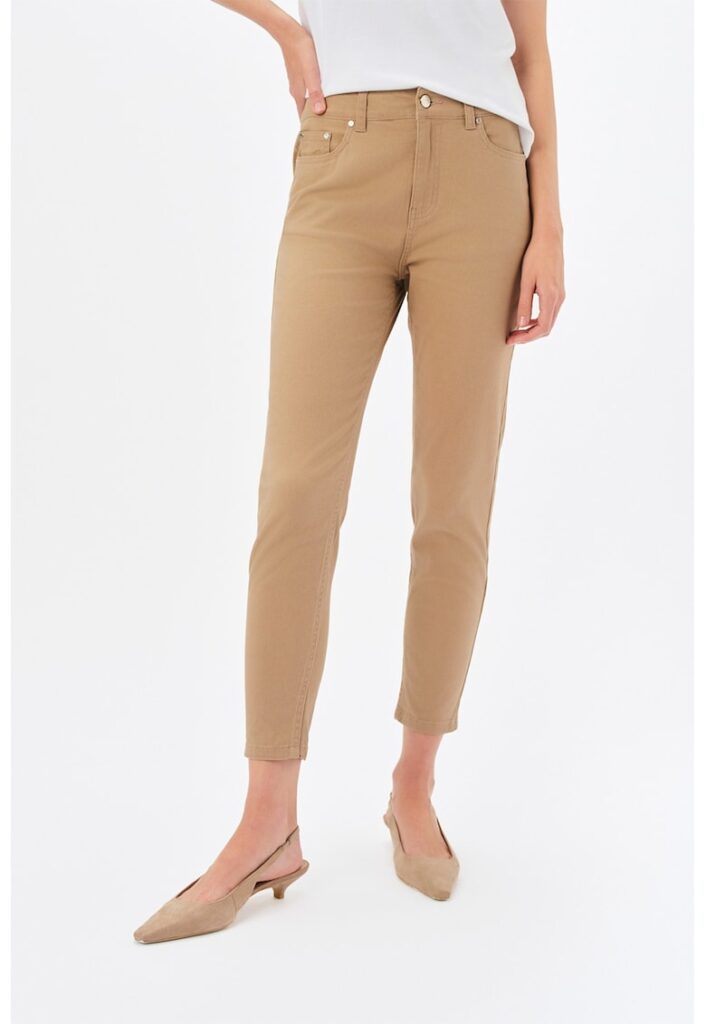 Pantaloni crop skinny - Maro nisip