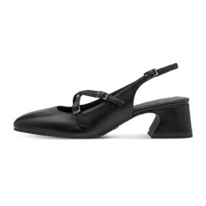 Pantofi din piele cu varf patrat - Negru