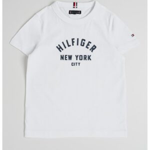 Tricou cu decolteu la baza gatului si imprimeu logo - Negru stins/Alb murdar