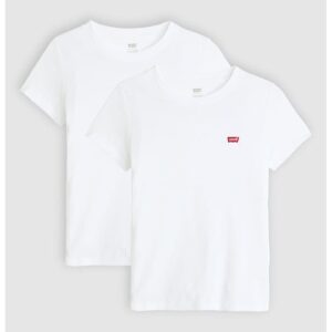Set de tricouri slim fit de bumbac cu decolteu rotund - 2 piese - Alb