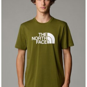 Tricou regular fit cu decolteu la baza gatului si imprimeu logo - Verde masliniu