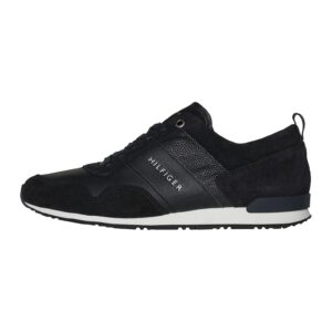 Pantofi sport de piele ecologica si intoarsa - Alb/Negru