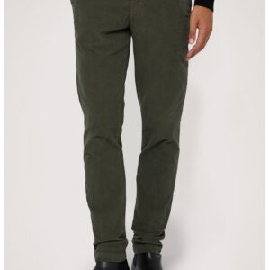 Pantaloni din amestec de bumbac cu model uni - Kaki