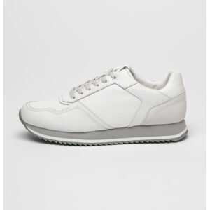 Pantofi sport din piele cu garnituri din piele intoarsa - Gri deschis/Alb murdar