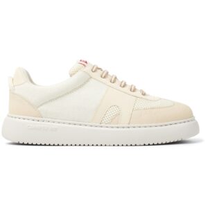 Pantofi sport cu insertii de piele nabuc Runner - Alb murdar/Crem