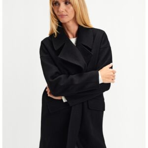 Palton cu revere decupate - Negru