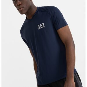Tricou cu decolteu la baza gatului si maneci raglan - Bleumarin