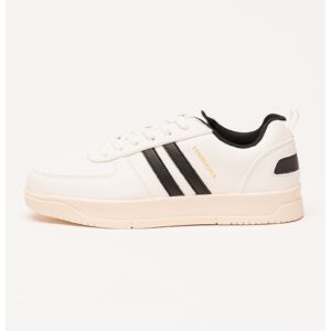 Pantofi sport low-cut de piele ecologica - Alb/Negru