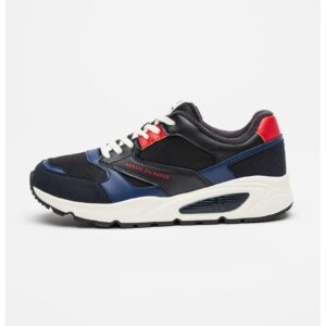 Pantofi sport din piele ecologica cu insertii din plasa - Rosu/Albastru