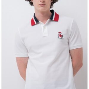 Tricou polo din bumbac organic cu aplicatie logo pe piept - Alb