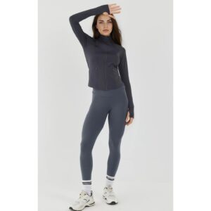 Top sport Femei tricotat - guler inalt - gri carbune - pentru fitness