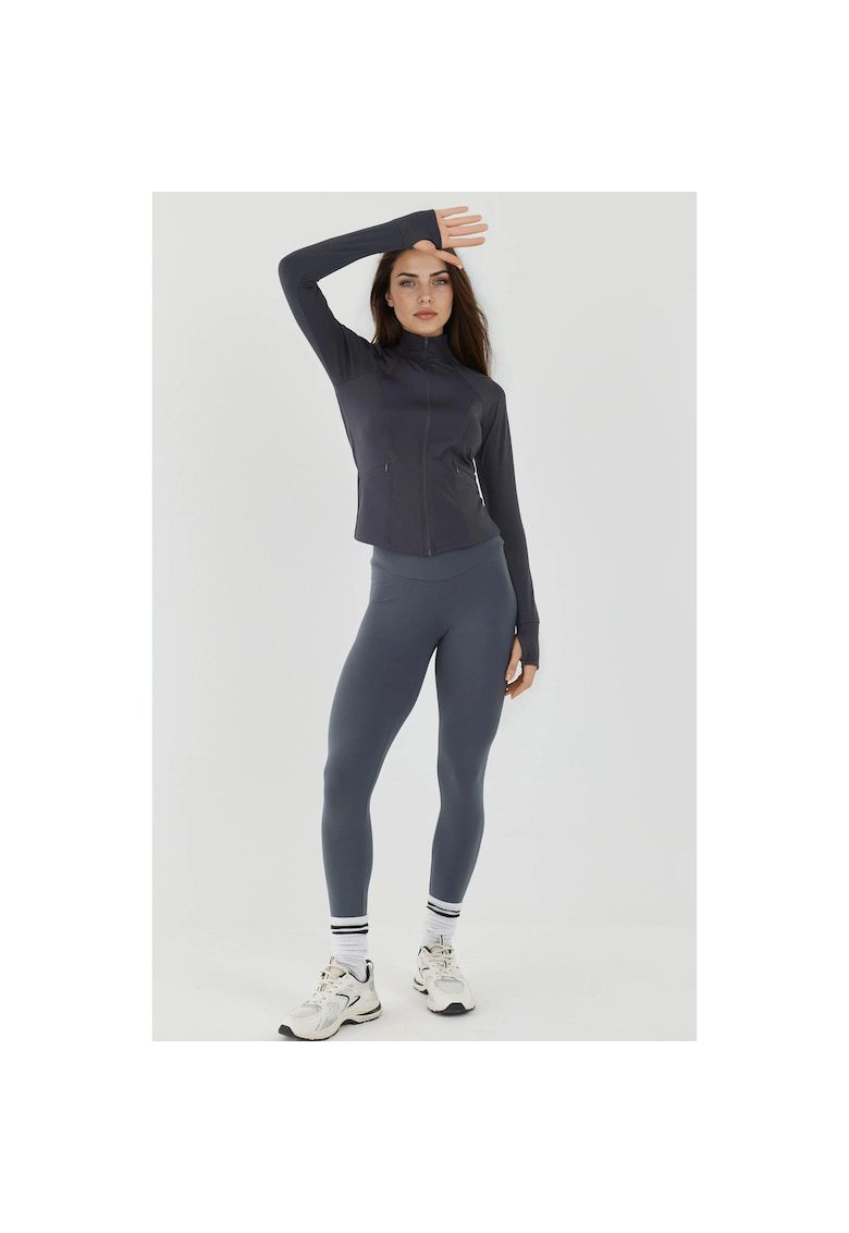 Top sport Femei tricotat - guler inalt - gri carbune - pentru fitness