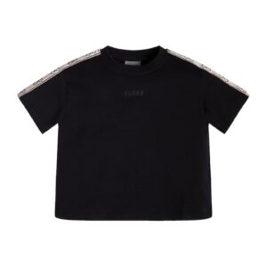 Tricou de bumbac cu segmente logo contrastante - Negru