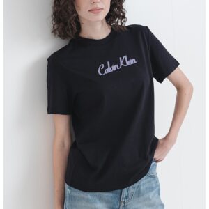 Tricou cu decolteu la baza gatului si logo - Negru/Albastru