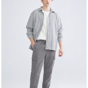 Pantaloni cargo cu talie medie - Gri