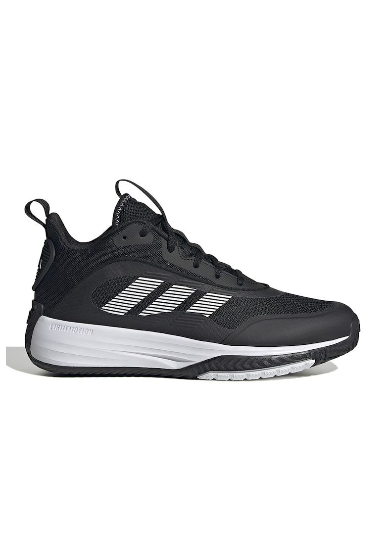 adidas Sportswear - Pantofi mid-high Own The Game cu detalii contrastante - pentru baschet - Alb/Negru stins