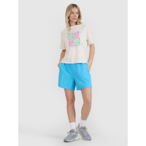 Pantaloni scurti casual dama - albastru - bumbac