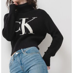 Pulover crop cu imprimeu logo - Negru/Alb murdar