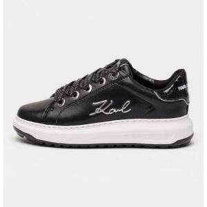 Pantofi sport wedge de piele - Negru/Argintiu