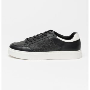 Pantofi sport de piele cu detalii monograma Clean Cup - Alb/Negru