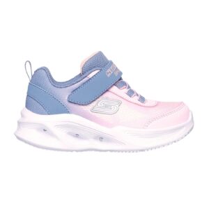 Pantofi sport cu velcro si LED-uri S-Lights - Roz pal/Gri inchis