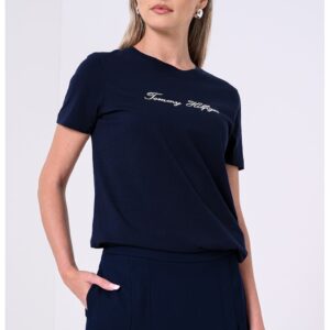 Tricou de bumbac cu logo - Bleumarin