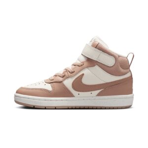 Pantofi sport mid-high Court Borough 2 din piele cu garnituri din material textil - Alb fildes/Maro deschis