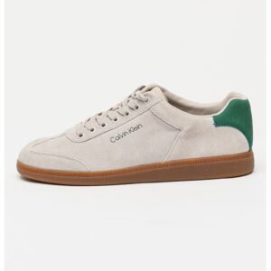 Pantofi sport de piele intoarsa cu logo lateral si talpa joasa - Verde/Gri deschis