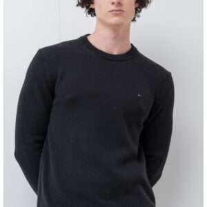 Pulover slim fit din bumbac organic - Negru