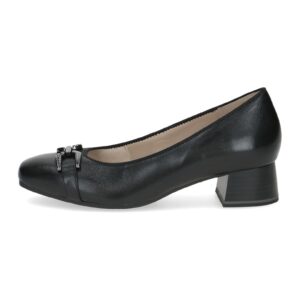 Pantofi din piele cu toc kitten si varf patrat - Negru