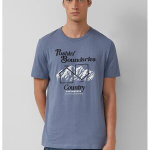 Tricou de bumbac cu imprimeu grafic - Albastru prafuit