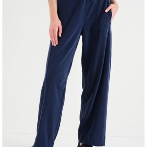 Pantaloni drepti din amestec de modal - Albastru ultramarin