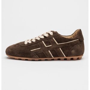 Pantofi sport din piele intoarsa cu talpa plata - Maro inchis