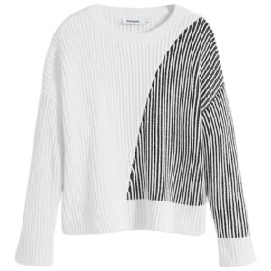 Pulover Dama - Alb/Negru - 60% bumbac - 40 - Alb
