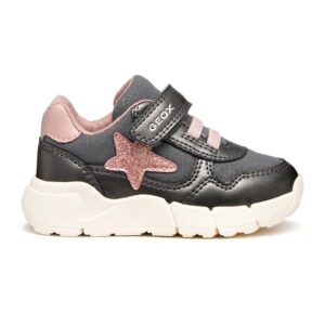 Pantofi sport Flexyper de piele ecologica si material textil cu detalii cu aspect stralucitor - Roz deschis/Gri inchis