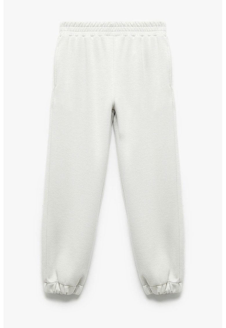 Pantaloni uni de trening cu snur - Gri deschis melange