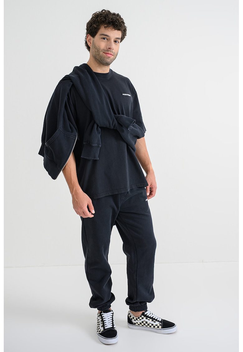 Tricou lejer din bumbac cu logo - Negru stins