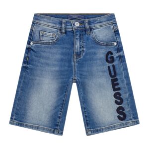 Bermude de denim cu logo brodat - Albastru prafuit