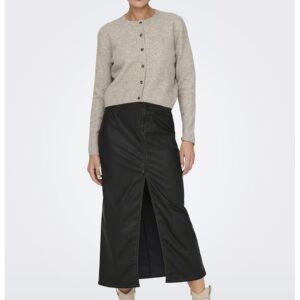 Cardigan tricotat fin cu nasturi - Bej melange