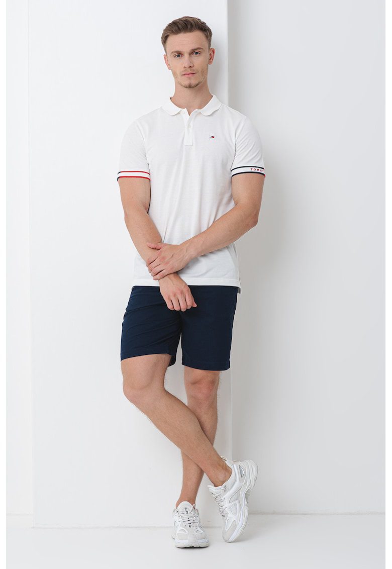 Tricou polo uni - Rosu/Alb murdar/Bleumarin