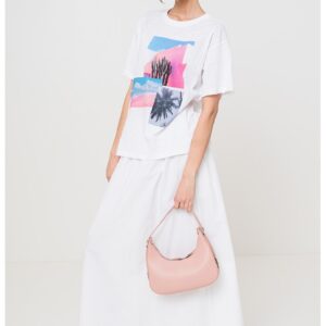 Tricou lejer cu imprimeu grafic - Alb