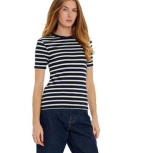 Tricou dama - viscoza/elastan - bleumarin/alb